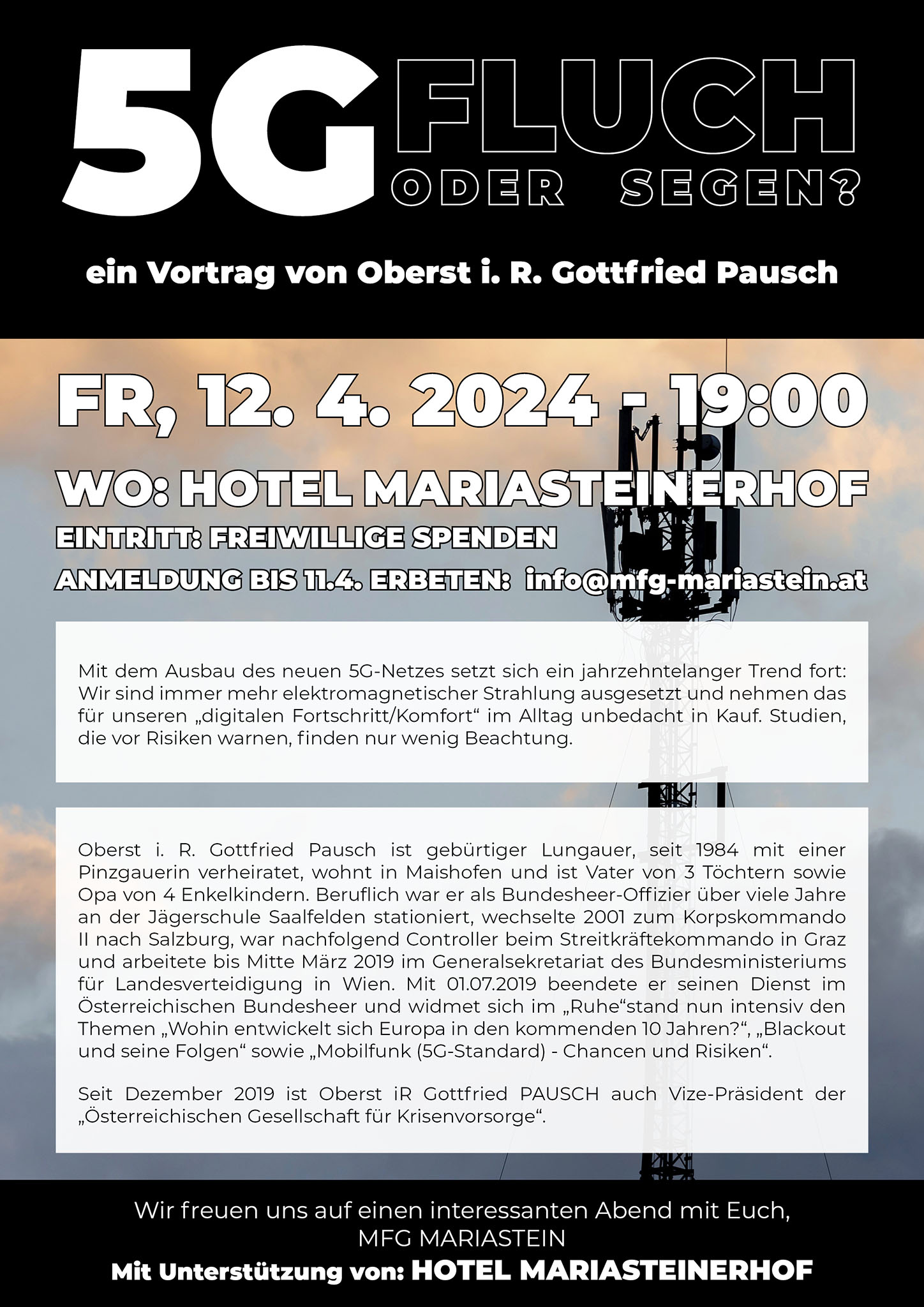 Einladung zum Vortrag: 5G - Fluch oder Segen Die Bedeutung des neuen Mobilfunknetzes der 5. Generation